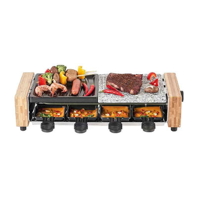 appareil a raclette garni divers aliments