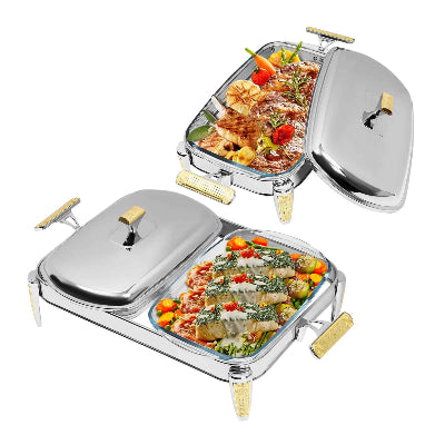 chafing dish simple et double compartiment rempli nourriture