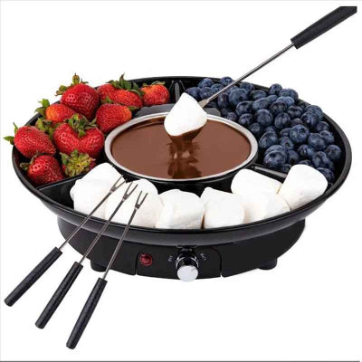 demonstration appareil fondue au chocolat garni aliments