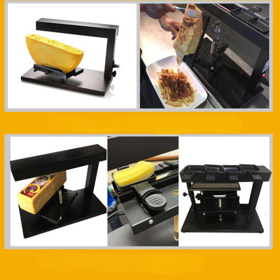 demonstration differentes formes fromage sur appareil a raclette traditionnel