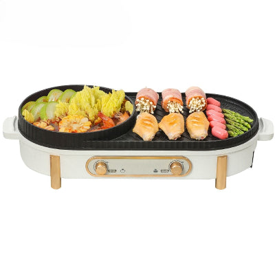 demonstration grill elctrique plancha blanc garnie aliments