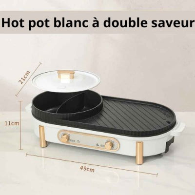 grill electrique plancha double saveur blanc