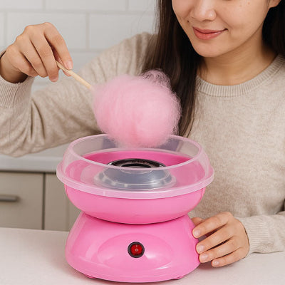 maman utilise machine barbe a papa rose