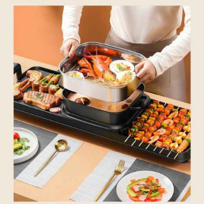 personne prepare aliments plancha electrique