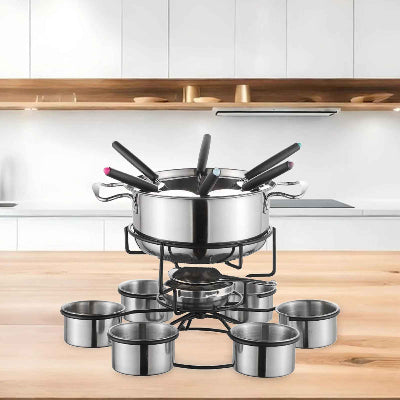 appareil a fondue argent sur comptoir cuisine