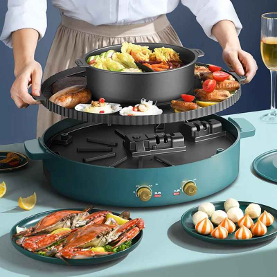 dame souleve plateau appareil fondue chinoise