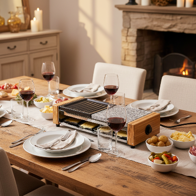 demonstration appareil a raclette sur table salle a manger