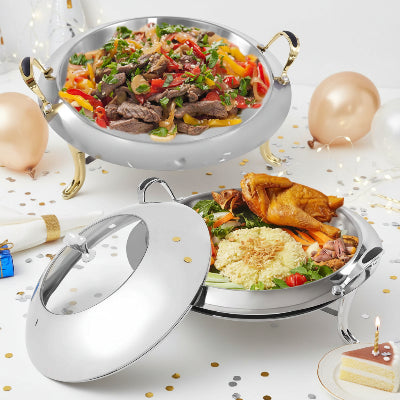 deux chauffe plat garnis nourriture