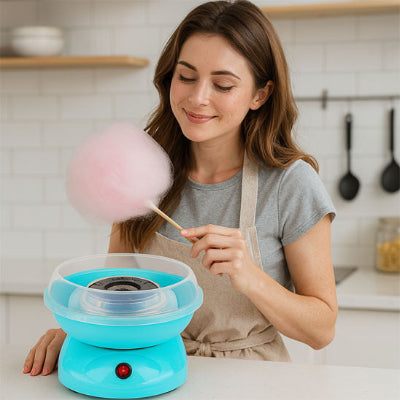 maman fabrique barbe a papa avec machine barbe a papa