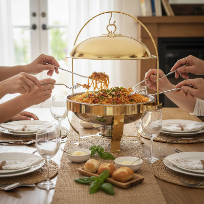 repas en famille avec chauffe plat