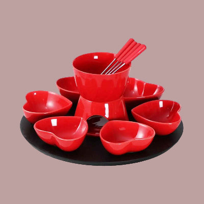 service a fondue chocolat bols en coeur